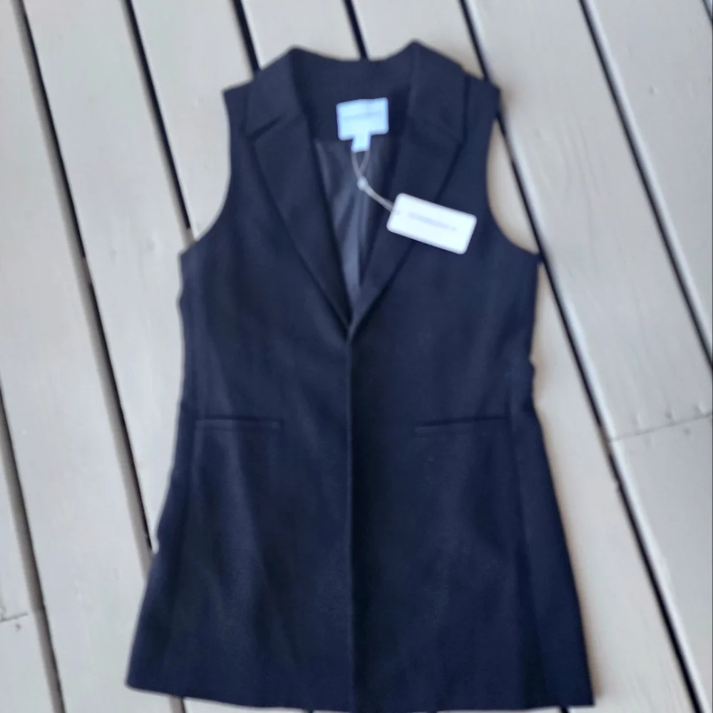 NWT M VEST Black Openfront long vest - Picture 2 of 16
